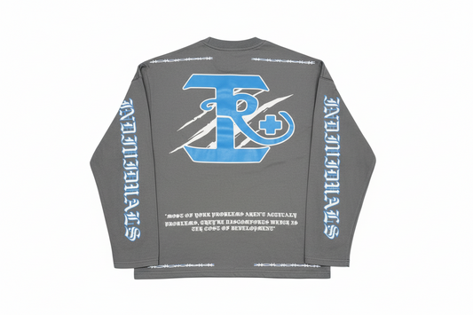 RĮ OVERSIZE GREY AND BLUE LONG SLEEVE SHIRT