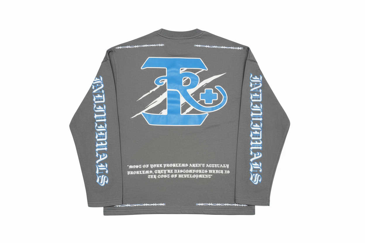 GREY AND BLUE OVERSIZED LONG SLEEVE SHIRT