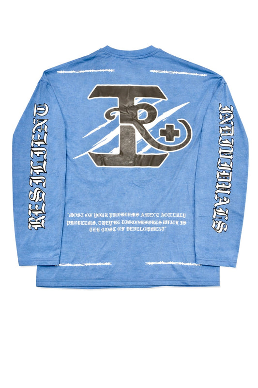 RĮ POWDER BLUE AND WHITE OVERSIZED LONG SLEEVE SHIRT